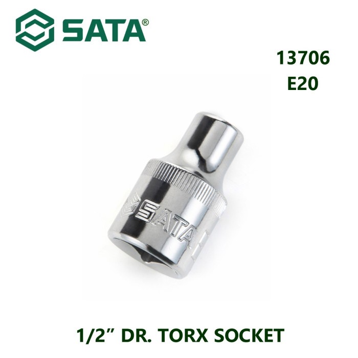 SATA 13706 Kunci Shock Mata Sok Bintang 1/2 Inch Dr. Torx Socket E20