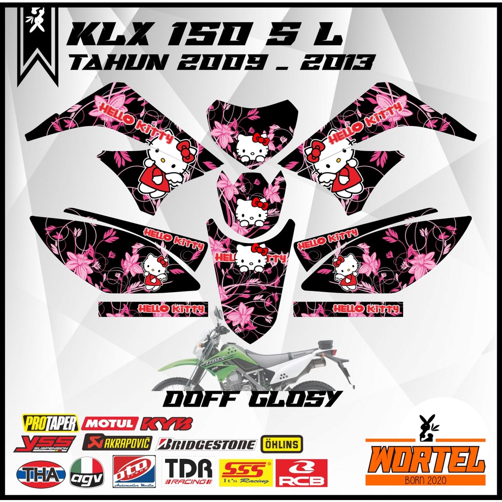 Sticker striping Hologram Decal Motor KLX 150 S/L/D TRACKER LAMA Hello Kitty (klx lama).