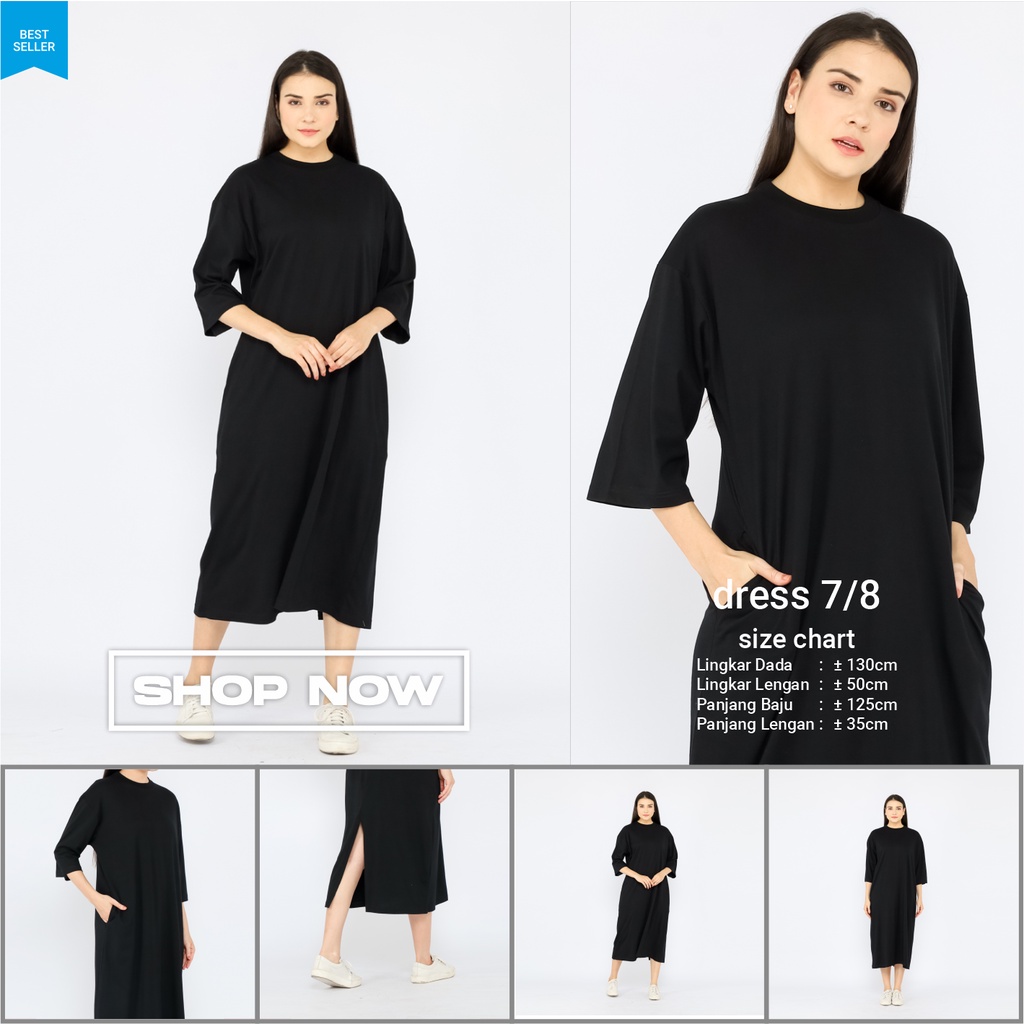 Atasan Dress Oversize Wanita Muslim 7/8 LD130 super comfy