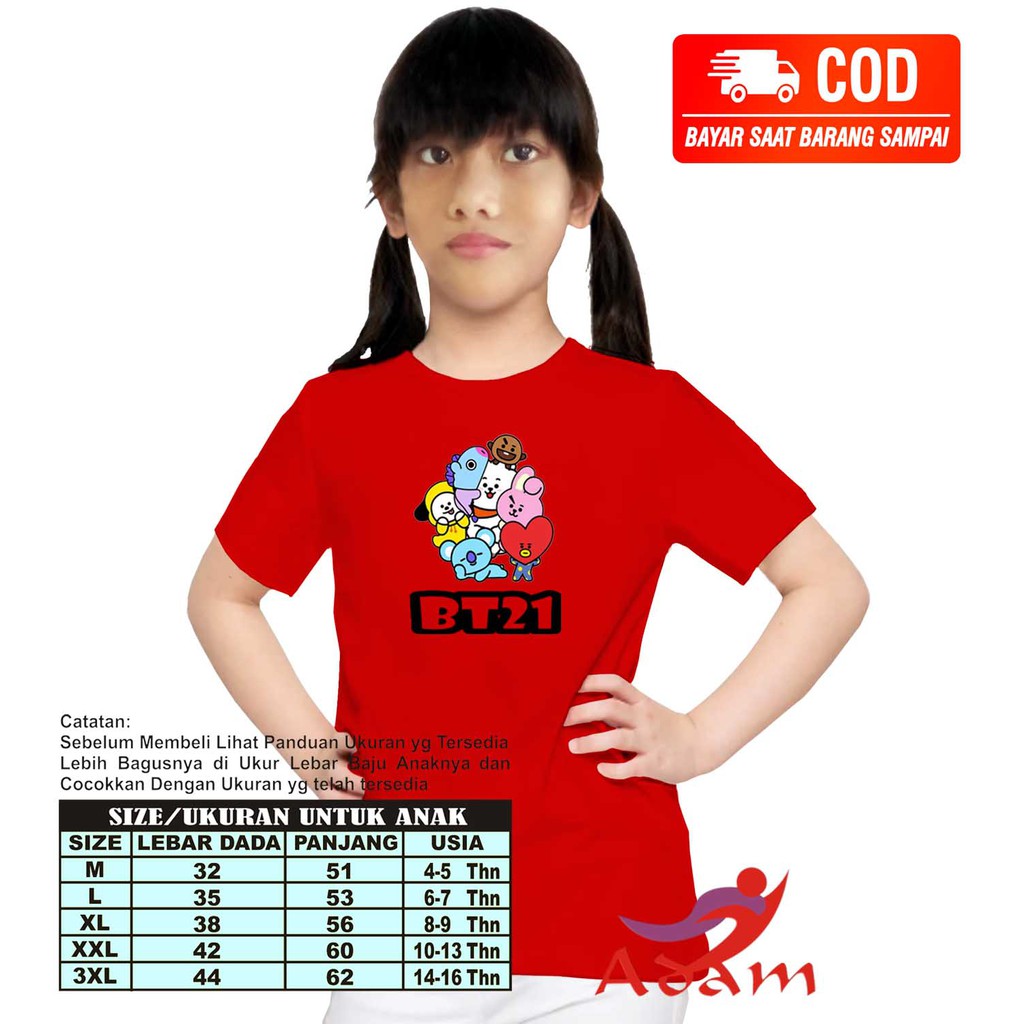 Adm 001 Baju Kaos Anak Perempuan BT21 / T-Shirt Distro / Kaos bt21 CHIMMY BTS  Kaos Wanita