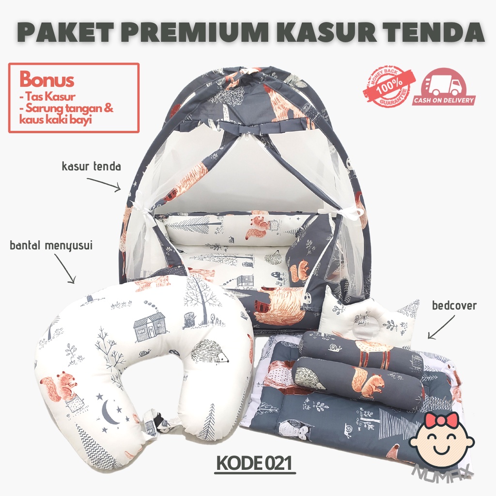 KASUR BAYI KOLAM KELAMBU MODEL TENDA KOTAK / TEMPAT TIDUR BAYI MOTIF ANIMAL KARAKTER / KADO BAYI PAK