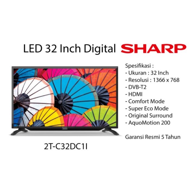 SHARP LED Digital TV 32&quot; DVB-T2 HDMI USB 2T C32DC1I 32DC1I 32DC1 C32DC