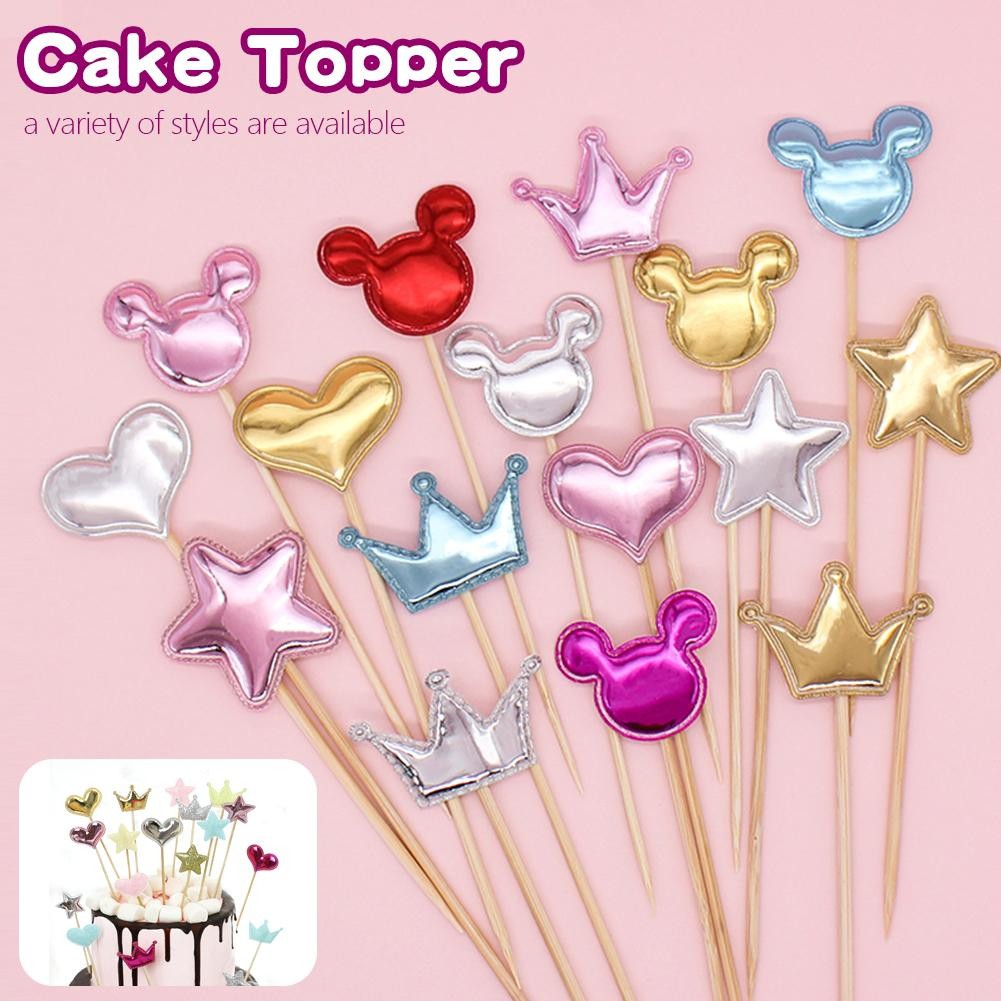 TOPPER KUE BENTUK BINTANG / HATI / MAHKOTA UNTUK DEKORASI PESTA / CAKE TOPPER LOVE / CAKE TOPPER STA