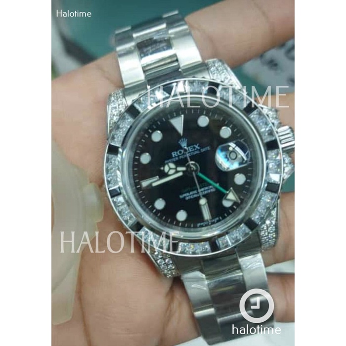 ROLEX GMT MASTER II DIAMOND SILVER SWISS ETA 1:1 WITH ORIGINAL BEST