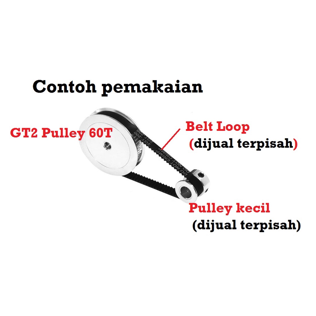 [HAEBOT] GT2 Pulley Timing CNC 60T W10 Bore 5 6 6.35 8 10 12 14 mm Puley Printer Aluminium Pitch 2mm Lebar 10mm Aktuator Slider Router Mekanik 60 Teeth Gigi