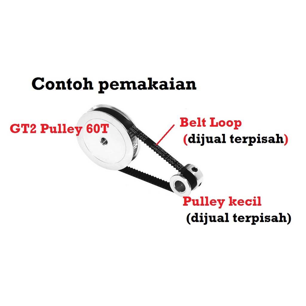 [HAEBOT] GT2 Pulley Timing CNC 60T W6 Bore 5 6 6.35 8 10 12 mm Puley 3D MXL Printer Aluminium Pitch 2mm Lebar 6mm Aktuator Slider Router Mekanik 60 Teeth Gigi