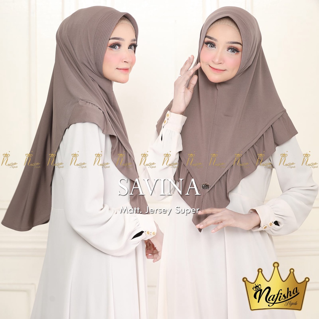 Nafisha Hijab Instan Pad Rempel Savina Tali kepang Jersey Super