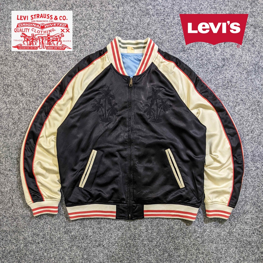 Levis Sukajan Reversible - Jaket Kasual Pria Casual Cowok Laki Laki Bomber San Francisco Bolak Balik
