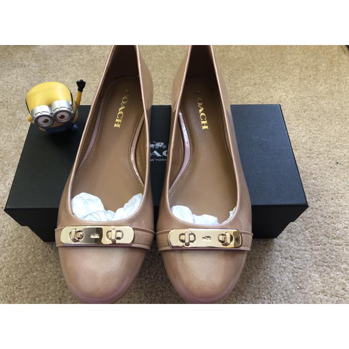 BARU FLAT SHOES WANITA TERBARU☻ NIB SEPATU COACH OSWALD PEARLIZED NUDE 8.5(25CM) DISKON