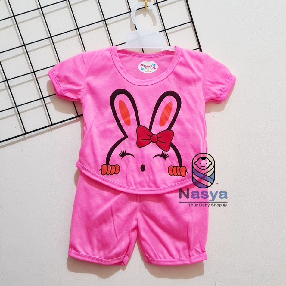 [J-015]  Setelan baju Bayi Perempuan Lucu - motif lucu (3-6 bulan)