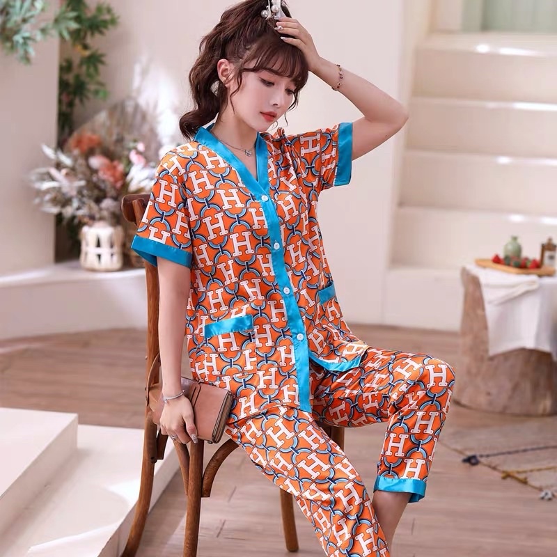 JC- Stelan V Satin Import CP / Piyama Satin Kancing Lerah V Import / piyama Korea Terbaru / Piyama Import Terbaru