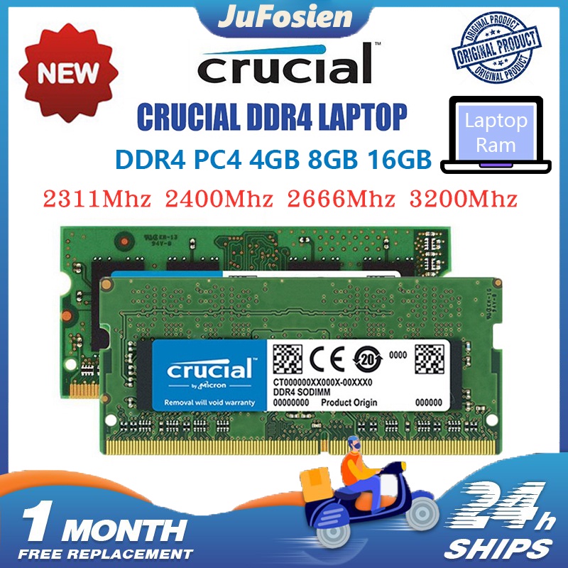 Notebook Crucial DDR4 RAM 4GB 8GB 16GB PC4 2133MHz 2400MHz 2666MHz 3200MHz