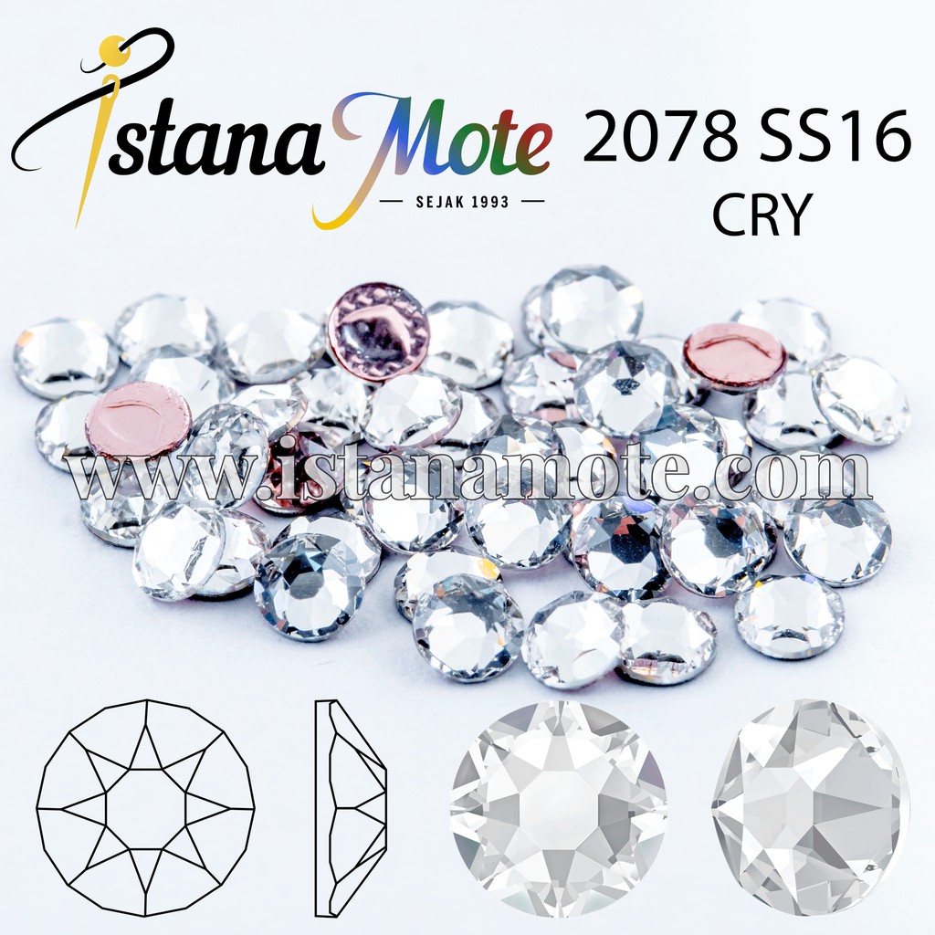 Flatback Hotfix kristal tempel Swarovski 2078-ss16-crystal bening ASLI ORIGINAL