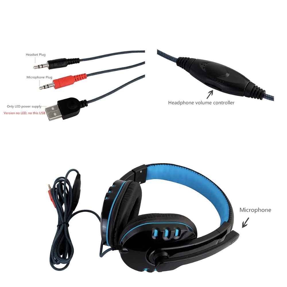 HANXI Gaming Headphone Headset LED with Mic - CH1