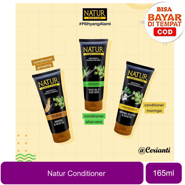 [KONDISIONER RAMBUT] [165ML] Natur Conditioner 165ml / Natur Conditioner Gingseng &amp; Olive Oil / Natur Conditioner Moringa_Cerianti