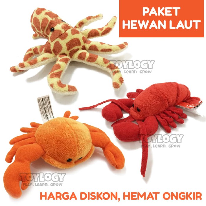 Jual Paket Boneka Hewan Laut Udang Gurita Kepiting Shrimp Octopus