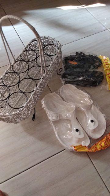 Keranjang Aqua 10 Cup Model Oval Bertangkai - Keranjang Aqua Rotan Sintetis 10 Skat Pake Jinjingan