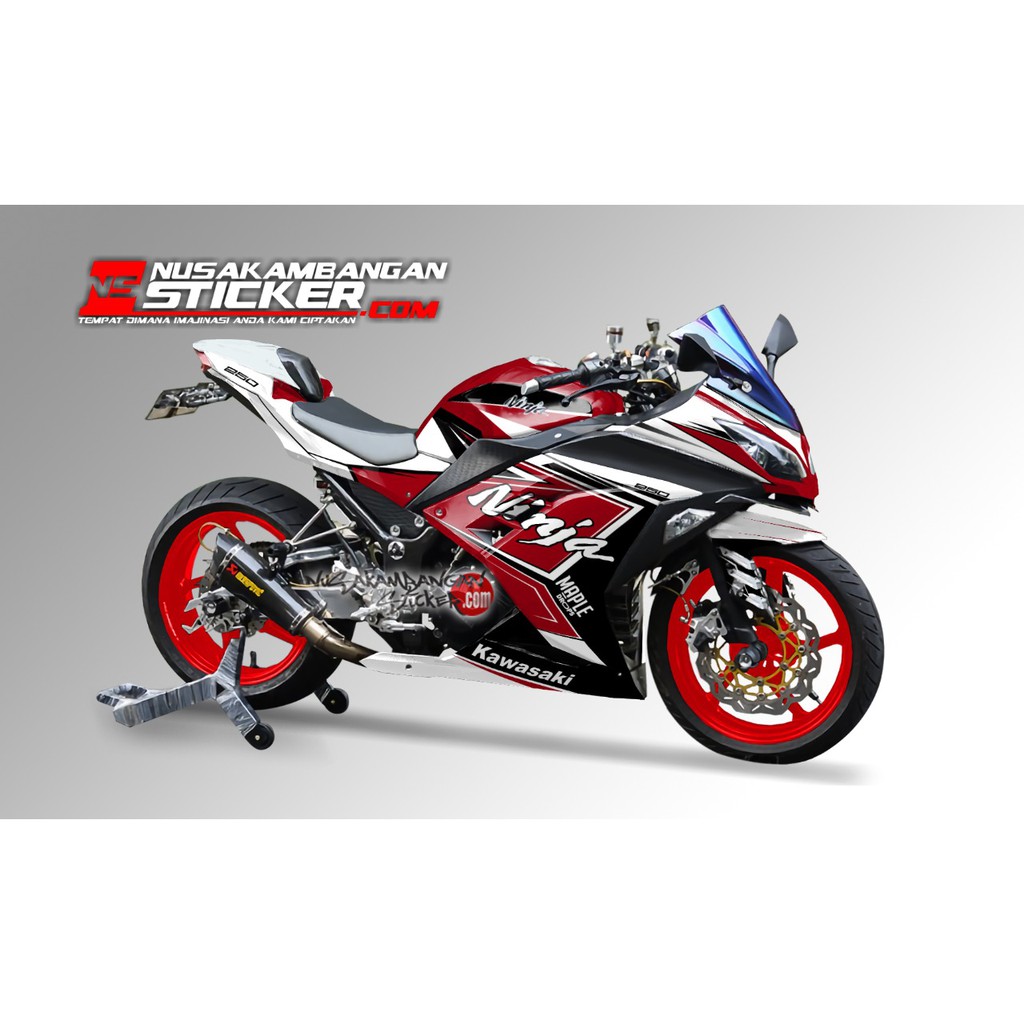 Decal Stiker NInja 250 FI Grafis Ninja Merah Maroon Putih