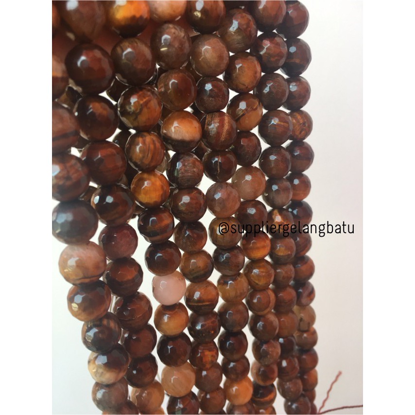 batu brown tiger eyes FACETED BEADS 10mm Biduri sepah cokelat golden grosir kerajinan beads craft