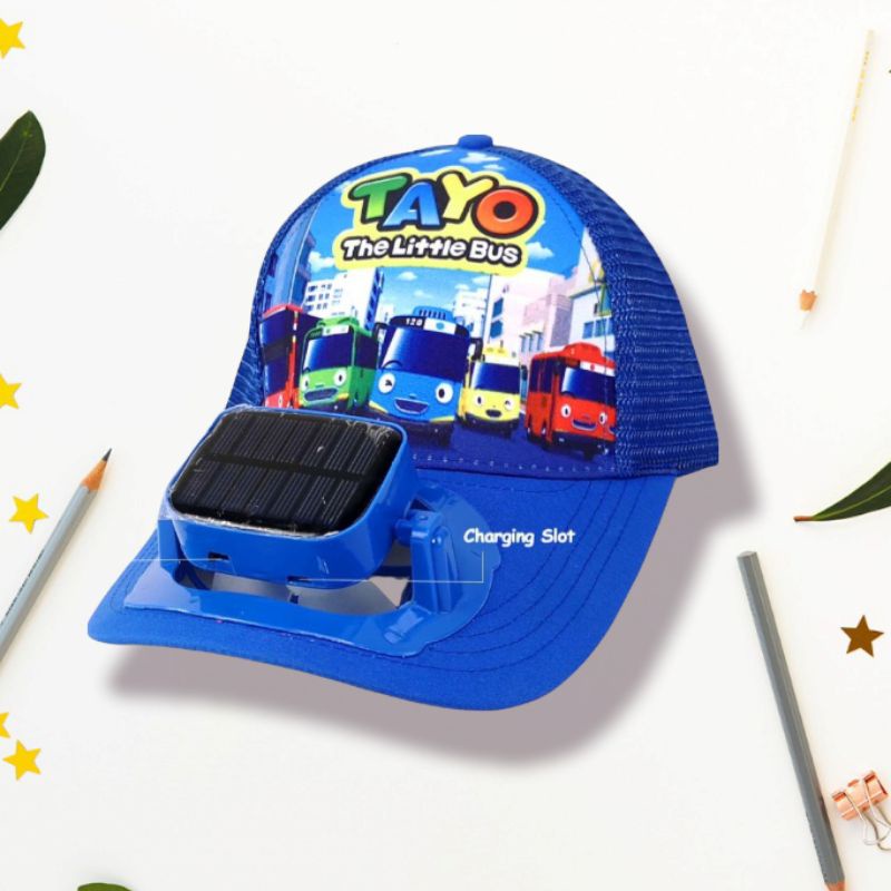 Topi KIpas Traveling Anak Tenaga Surya Tanpa Batre Cas USB