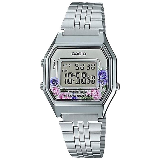 Casio General LA680WA-4CDF Ladies Flower Design Digital Dial Stainles Star Seller Termurah