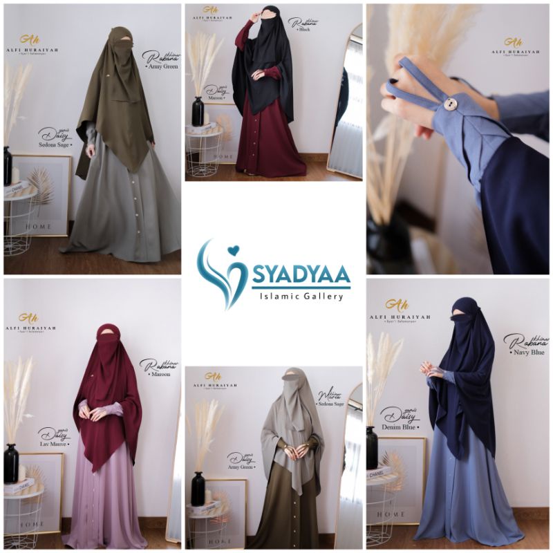 ALFI HURAIYAH AH Daisy Series Gamis Syar'i Muslimah / Khimar Muria Sidoarjo Surabaya