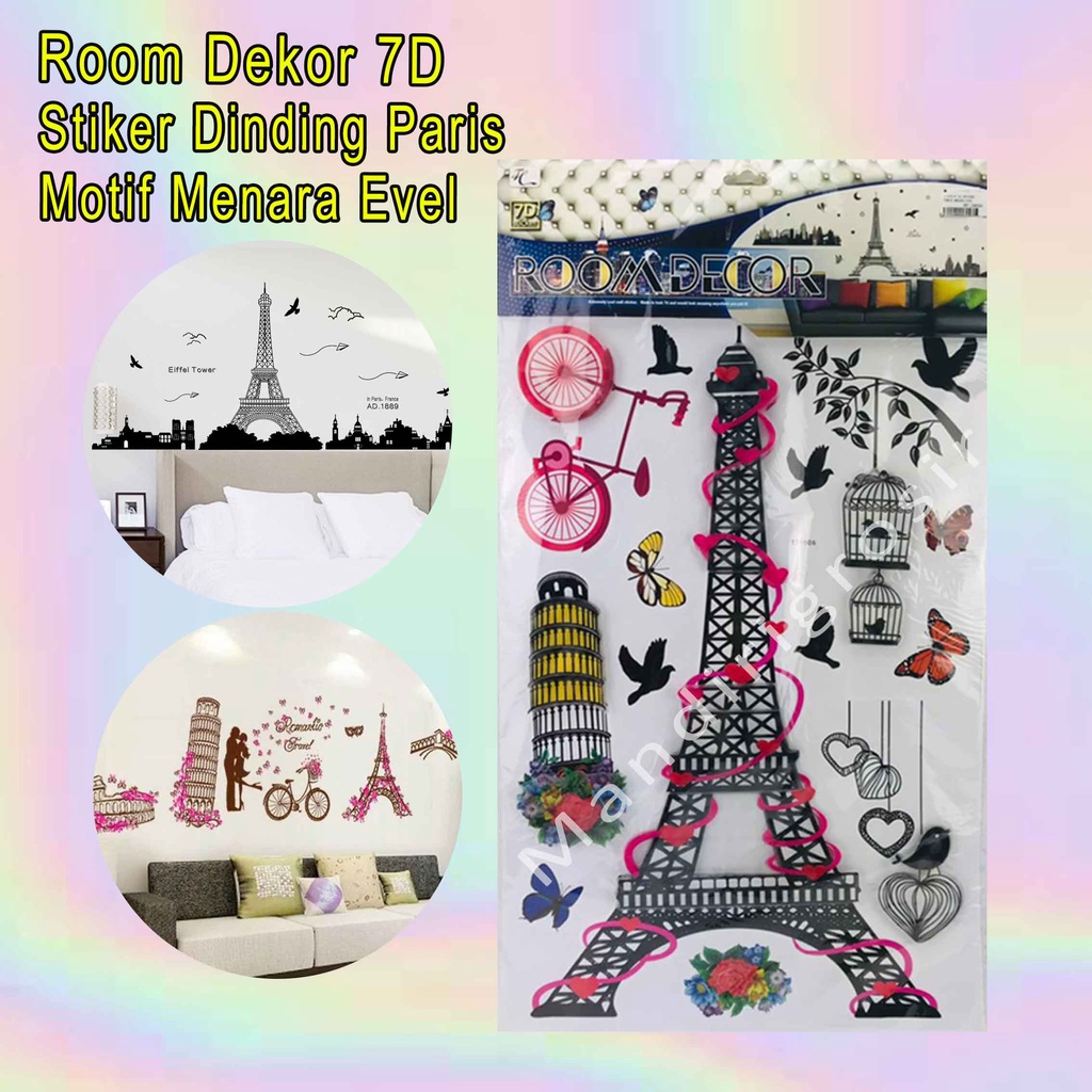 Stiker Dinding *Room Dekor 7D * Walpaper Menara Evel * Hiasan