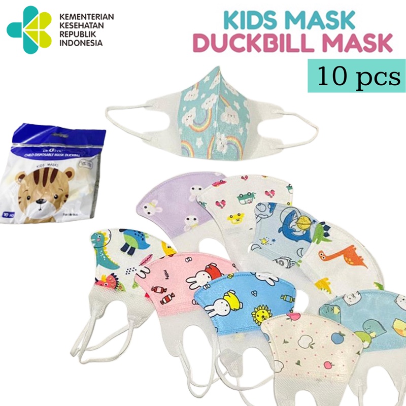 Masker anak duckbill karakter/masker anak isi 10pcs 3ply