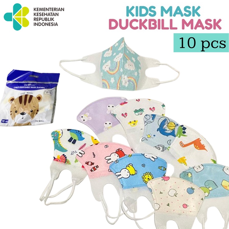 Masker duckbill anak/duckbill anak karakter lucu/masker sehari hari anak/masker anak murah/masker duckbill anak 10pcs