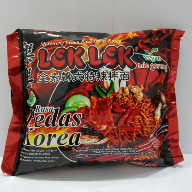 Mie instan Lek lek pedas korea vegetarian /5 bks