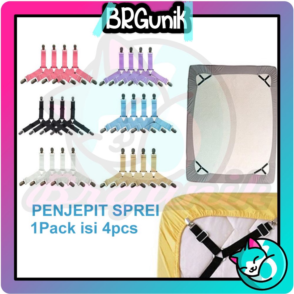 BRGUNIK Penjepit Sprei Bed Sheet Sudut Jepitan Seprai 4 in 1 Pengait Besi R512