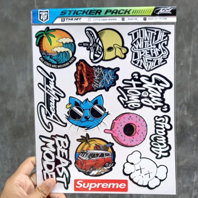 STICKER PACK SHEET Waterproof Stiker motor/helm/laptop/kulkas best mode/supreme/beautiful/always/sta