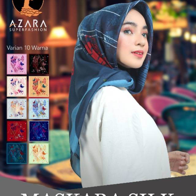 Kerudung saten silk segi empat merk azara