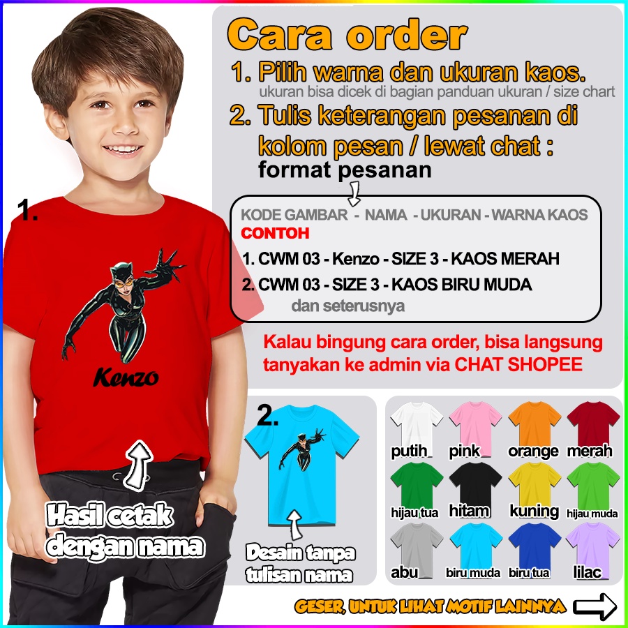 [FREE NAMA!!] Baju Kaos ANAK DAN DEWASA CAT WOMEN BANYAK MOTIF