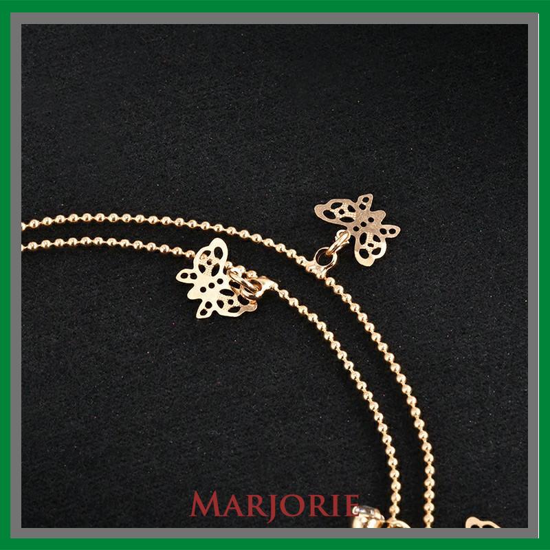 Double Layer Hollow Butterfly Liontin Gelang Kaki Paduan Fashion Sepatu Wanita Yang Indah-MJD