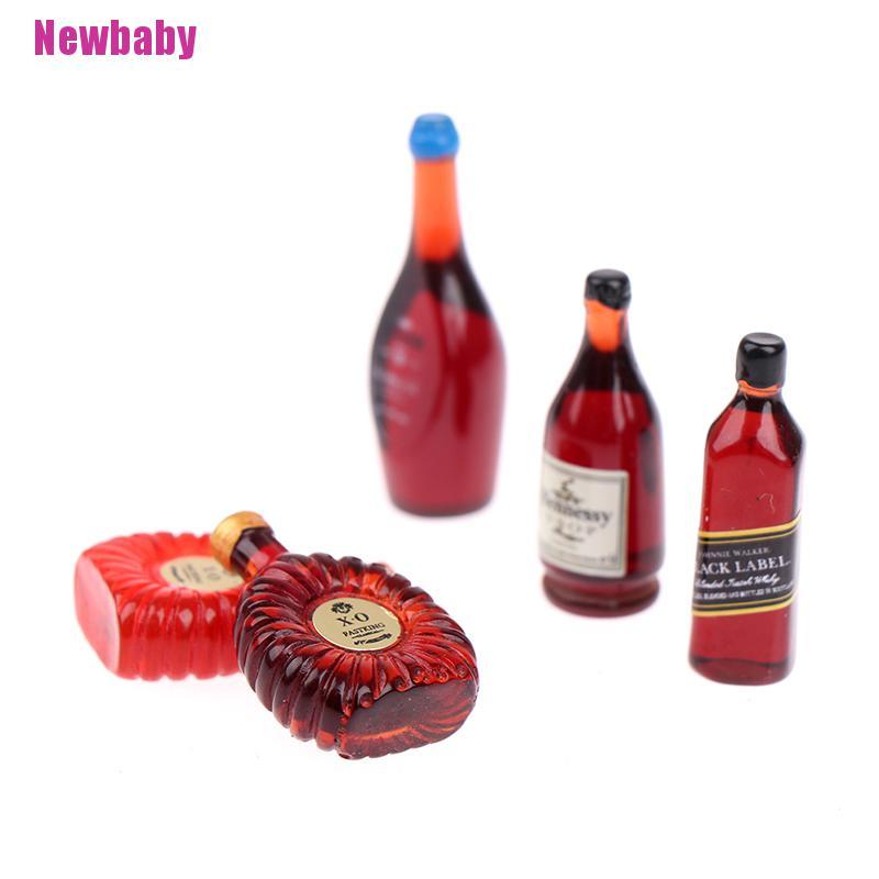 (Newbaby) 9pcs / Set Mainan Miniatur Botol whiskey / wine / XO Untuk Aksesoris Rumah Boneka
