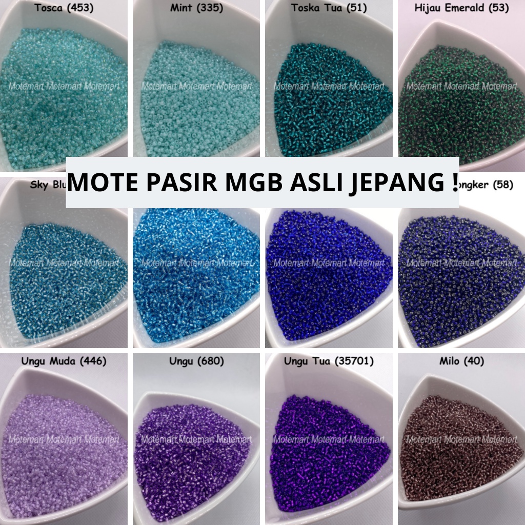 Mote Payet Manik Pasir MGB Asli Jepang per 15 gram Part 3 WARNA BLUE BIRU HIJAU EMERALD UNGU TUA MUD