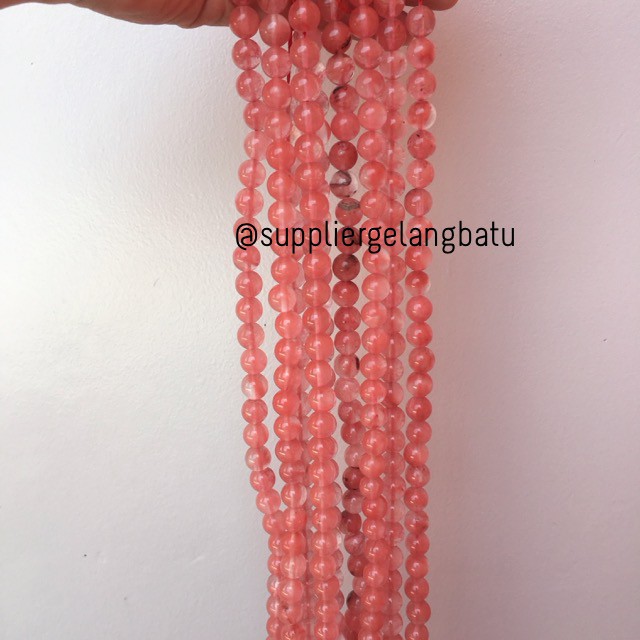 batu kristal cherry quartz 10mm chery pink crystal stone healing ceri aksesoris fashion pria wanita