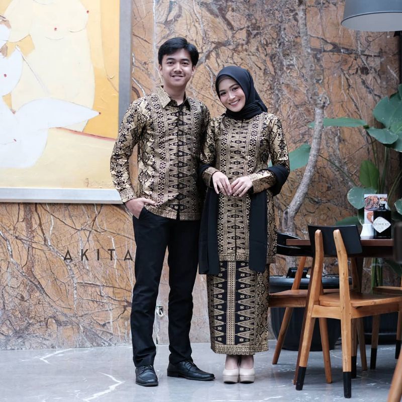 (ADA JUMBO!) ORIGINAL - COUPLE KEBAYA BATIK SONGKET ASHANTY HITAM