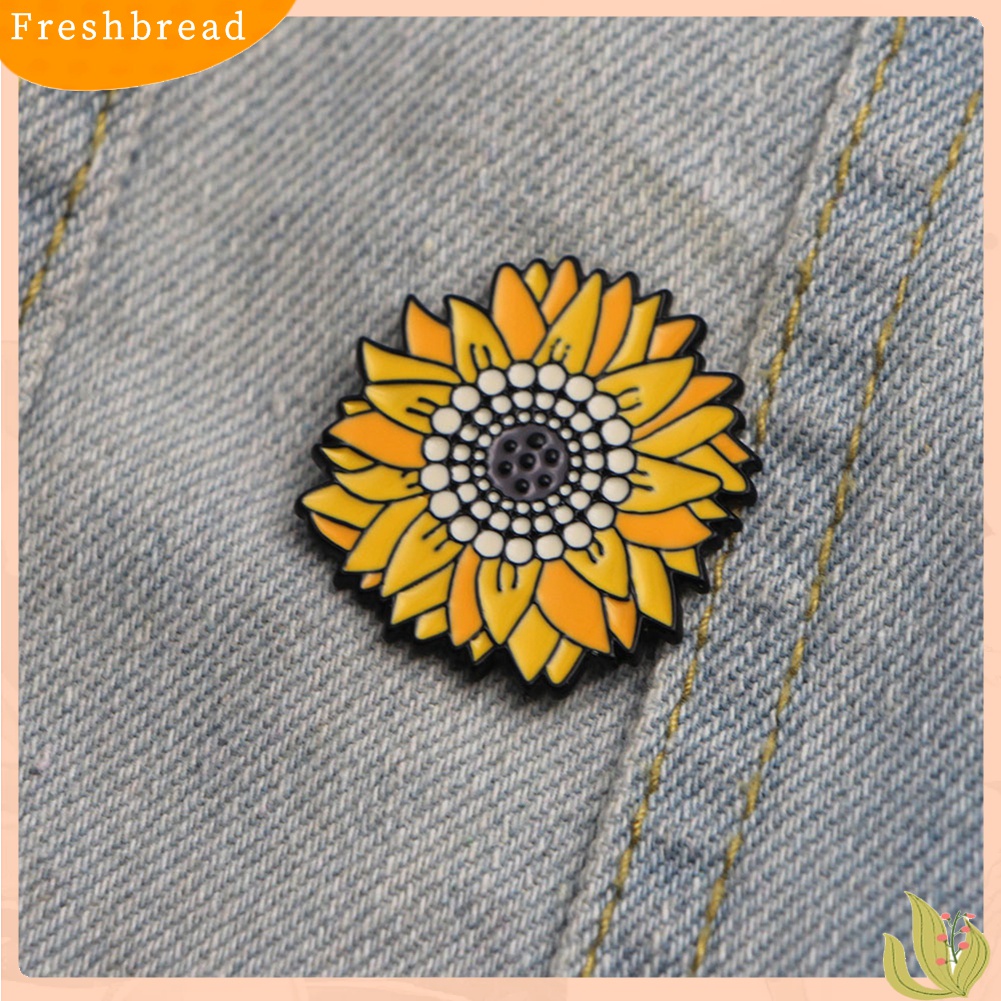 [Fresh] Bros / Pin Bentuk Bunga Matahari Bahan Enamel untuk Pria / Wanita