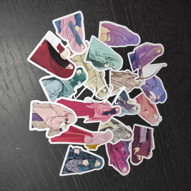 

isi 18 pcs sticker gambar muslimah stiker kertas glossy murah Stiker islami