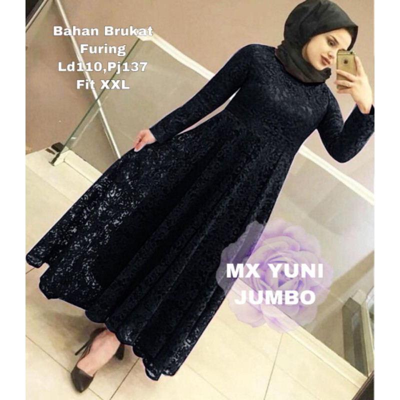 GrosirHasanah / P01LV Mxi Yuni Jumbo / Maxi Gamis Brukat Jumbo Pesta Wanita Mewah Terbaru2020/