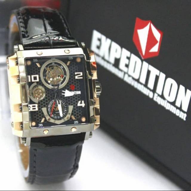 Jam Tangan Expedition E6757B Wanita Black / Rose Gold Original