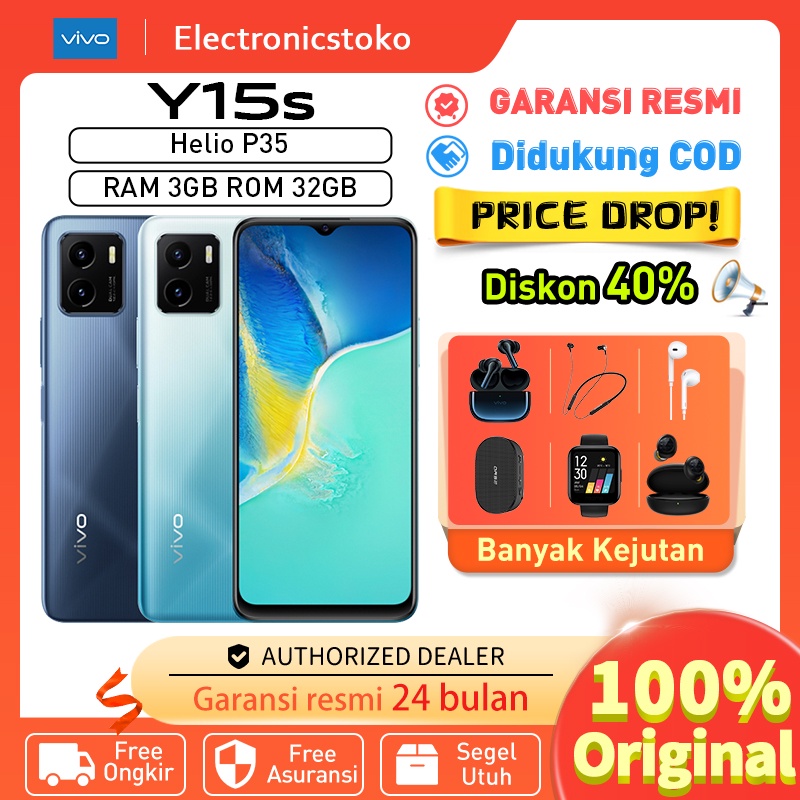 Vivo y15s RAM 3GB ROM 32GB Layar-6.51-inch 5000mAh  Ultra Fast Side Fingerprint AI Multi Mode Origin