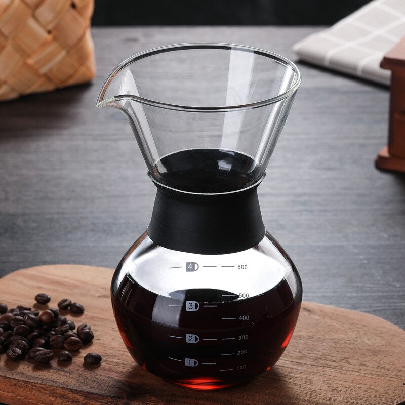 OHFIN Coffee Maker Pot V60 Drip Kettle Teko Kopi Barista Borosilicate Glass 300ml.