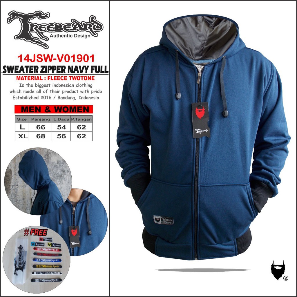 (BAYAR DI TEMPAT/COD) SWEATER ZIPPER HOODIE ORIGINAL TREEBEARD