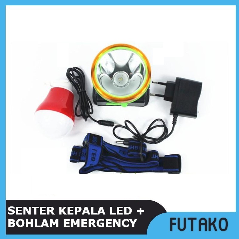 FUTAKO Senter Kepala LED Bonus Bohlam Lampu Emergency G78-Putih