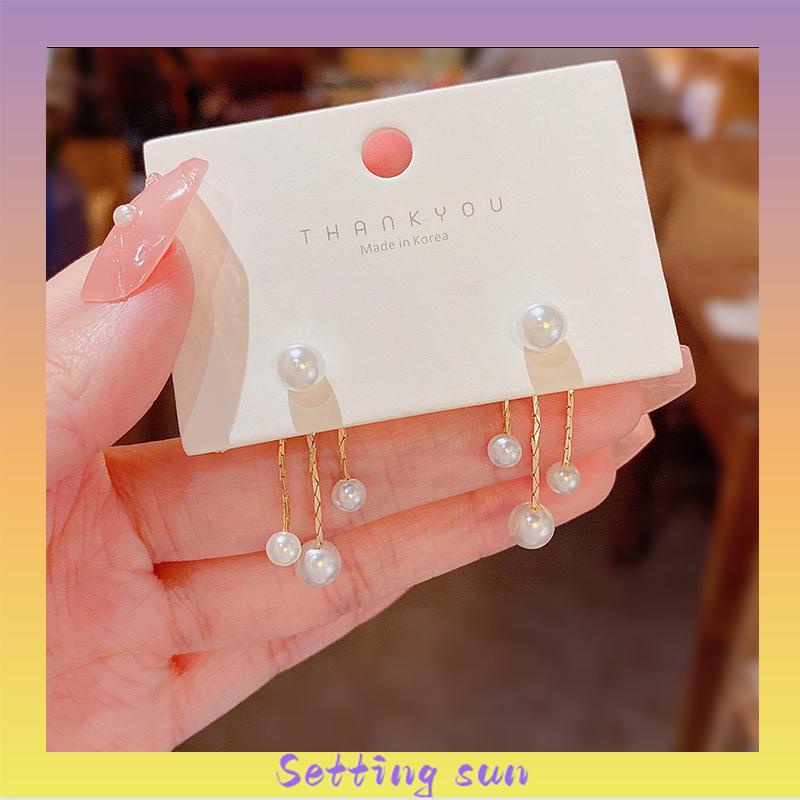 Anting Tusuk Silver S925 Gantung Belakang Wanita Hias Mutiara TN