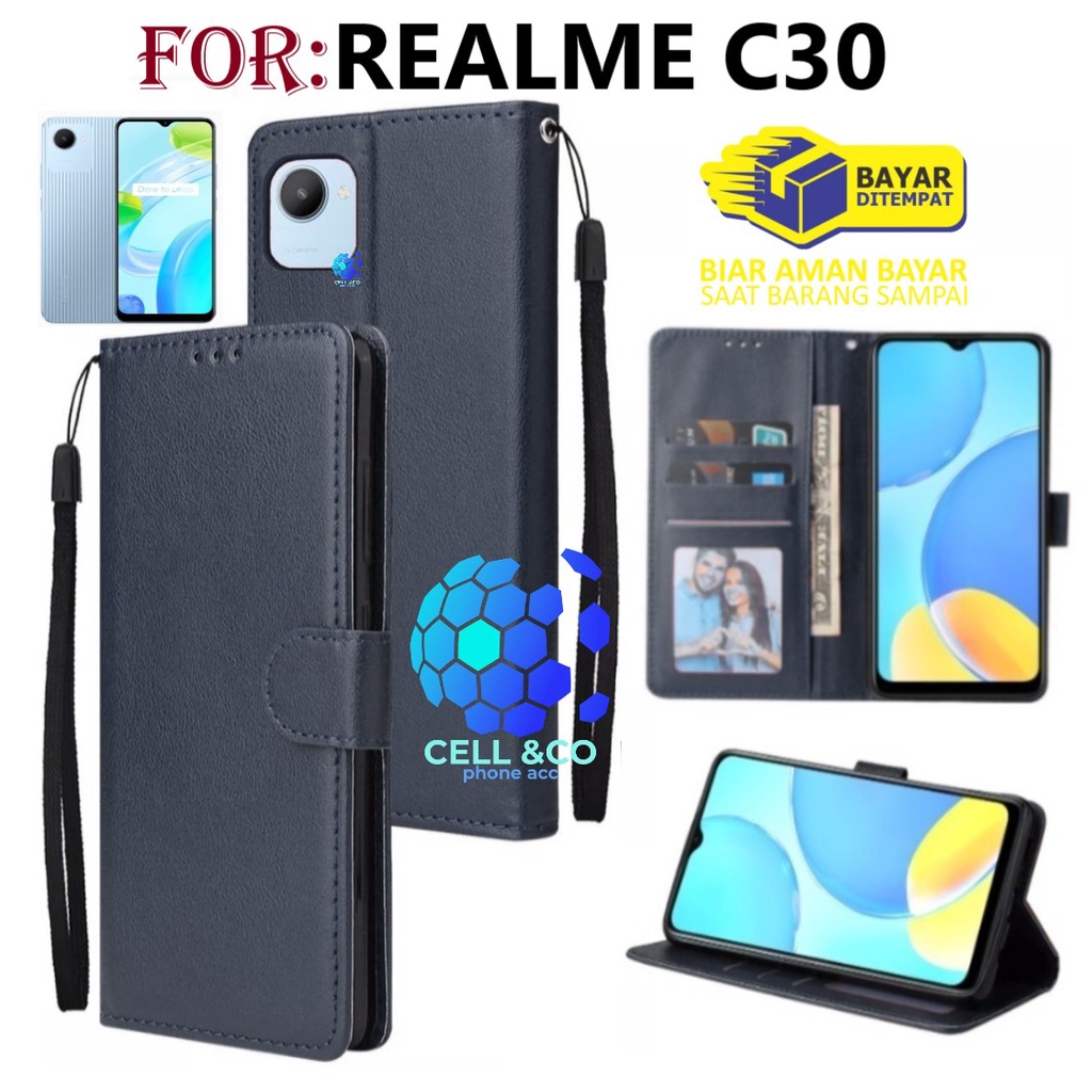 REALME C30 CASE FLIP LEATHER WALLET PREMIUM FLIP CASE BUKA TUTUP KESING HP CASING FLIP CASE REALME C30