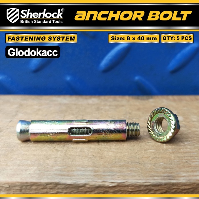 Anchor Bolt Dinding Beton Sherlock 8 x 40 mm Dynabolt ( isi: 5 pcs)